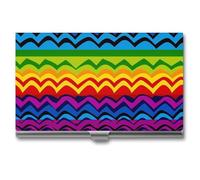 VFMKT Porte-cartes de visite fin en métal portable pour cartes de visite et nom de la fierté gay pride - Portefeuille à motif arc-en-ciel pour homme et femme - Style voyage de bureau - Taille unique,