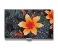 VFMKT Porte-cartes de visite fin en métal - Portable - Pour cartes de visite - Motif floral tropical hawaïen - Pour homme et femme - Style de voyage - Taille unique, Style :, Taille unique