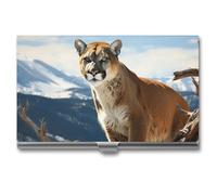 VFMKT Porte-cartes de visite fin en métal portable pour cartes de visite Panther Mountain Lion Portefeuille pour homme femme bureau voyage, Style :, Taille unique