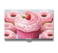 VFMKT Porte-cartes de visite fin en métal portable pour cartes de visite, porte-cartes de visite, donut et cupcake pour homme et femme, Style :, Taille unique