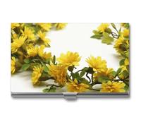 VFMKT Porte-cartes de visite fin en métal portable pour cartes de visite, porte-cartes de visite, guirlande jaune, portefeuille pour homme et femme