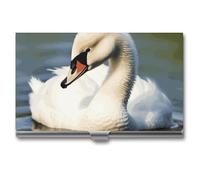 VFMKT Porte-cartes de visite fin en métal portable pour cartes de visite, porte-cartes de visite, joli petit cygne pour homme et femme, style voyage, style, taille unique, Style :, Taille unique