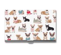 VFMKT Porte-cartes de visite fin en métal portable pour cartes de visite, porte-cartes de visite, motif chihuahua carlin, portefeuille pour homme et femme, style voyage, taille unique, Style :, Taille