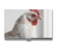 VFMKT Porte-cartes de visite fin en métal portable pour cartes de visite, porte-cartes de visite, portefeuille blanc poule pour homme et femme, bureau, voyage, style, taille unique, Style :, Taille