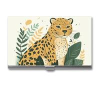 VFMKT Porte-cartes de visite fin en métal portable pour cartes de visite, porte-cartes de visite, porte-cartes avec animaux sur feuilles, portefeuille pour homme et femme