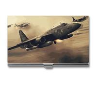 VFMKT Porte-cartes de visite fin en métal portable pour cartes de visite, porte-cartes de visite, porte-cartes d'avion de guerre pour homme et femme, style voyage, taille unique, Style :, Taille