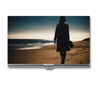 VFMKT Porte-cartes de visite fin en métal portable pour cartes de visite, porte-cartes de visite, porte-cartes pour femme marchant sur la plage, portefeuille pour homme et femme, Style :, Taille
