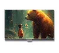 VFMKT Porte-cartes de visite fin en métal portable pour cartes de visite, porte-cartes de visite, portefeuille recouvert de neige pour homme et femme, style voyage, taille unique