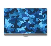 VFMKT Porte-cartes de visite fin en métal portable pour cartes de visite, porte-cartes de visite, porte-carte de nom, portefeuille Parttern bleu pour homme et femme, bureau, voyage, style, taille