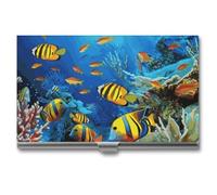 VFMKT Porte-cartes de visite fin en métal portable pour cartes de visite, porte-cartes The Underwater World Tropical Fish Portefeuille pour homme femme bureau voyage, style, taille unique, Style :,