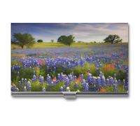 VFMKT Porte-cartes de visite fin en métal portable pour cartes de visite Texas Bluebonnets pour homme et femme, Style :, Taille unique