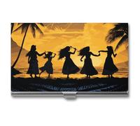 VFMKT Porte-cartes de visite fin en métal - Porte-cartes de visite - Cinq silhouettes de danse hawaïenne - Portefeuille pour homme et femme - Style de voyage - Taille unique, Style :, Taille unique