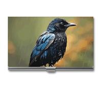 VFMKT Porte-cartes de visite fin en métal - Porte-cartes de visite - Motif oiseau les jours de pluie - Pour homme et femme - Style de voyage - Taille unique, Style :, Taille unique