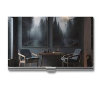 VFMKT Porte-cartes de visite fin en métal - Porte-cartes de visite - Porte-cartes de visite - Avec chaises dans la chambre - Portefeuille pour homme et femme, Style :, Taille unique