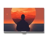 VFMKT Porte-cartes de visite fin en métal - Porte-cartes de visite - Porte-cartes de visite - En forme de cœur sur le devant - Pour homme et femme, Style :, Taille unique
