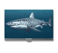 VFMKT Porte-cartes de visite fin en métal - Porte-cartes de visite - Porte-cartes de visite - Excellent portefeuille en forme de requin blanc - Pour homme et femme - Style de voyage - Taille unique,