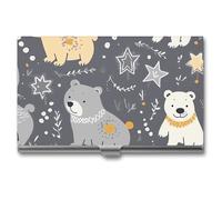 VFMKT Porte-cartes de visite fin en métal - Porte-cartes de visite - Porte-cartes de visite - Motif ours étoilé - Portefeuille pour homme et femme - Pour le bureau et les voyages, Style :, Taille