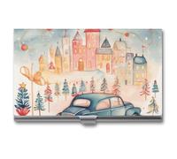 VFMKT Porte-cartes de visite fin en métal - Porte-cartes de visite - Porte-cartes de visite - Porte-cartes de visite - Porte-cartes de visite dans une petite ville - Portefeuille pour homme et femme