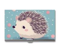 VFMKT Porte-cartes de visite fin en métal - Porte-cartes de visite - Porte-cartes de visite - Porte-cartes de visite - Hérisson à pois - Pour homme et femme - Style de voyage - Taille unique, Style :,