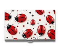 VFMKT Porte-cartes de visite fin en métal - Porte-cartes de visite - Porte-cartes de visite - Rouge - Coccinelle - Portefeuille pour homme et femme - Pour le bureau et les voyages, Style :, Taille