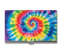 VFMKT Porte-cartes de visite fin en métal - Porte-cartes de visite - Porte-cartes de visite - Tie-dye arc-en-ciel - Pour homme et femme - Pour le bureau et les voyages, Style :, Taille unique