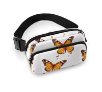 VFMKT Sac banane réglable pour homme et femme - Motif papillon orange - Pour voyage, sport, randonnée - 20 x 13 cm, Style :, 20x13cm