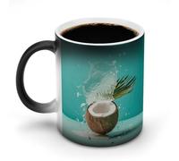VFMKT Tasse à café en céramique à la noix de coco 325 ml sensible à la chaleur Tasse à café magique à changement de couleur pour homme et femme
