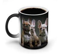 VFMKT Tasse à café en céramique avec bouledogue français - 325 ml - Sensible à la chaleur - Tasse à café magique à changement de couleur - Pour homme et femme