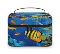 VFMKT The Underwater World Trousse de maquillage portable avec fermeture éclair pour femme Motif poissons tropicaux 25 x 18 x 15 cm, Le monde sous-marin des poissons tropicaux, 25x18x15cm