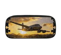 VFMKT Trousse à crayons en cuir étanche - Jolie trousse de voyage pour cosmétiques et maquillage - Pour homme et femme - Puzzle d'avion, Style :, Taille unique
