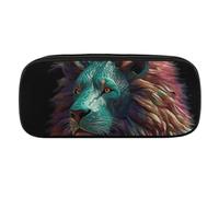 VFMKT Trousse à crayons en cuir imperméable et mignonne - Trousse de voyage pour cosmétiques et maquillage - Pour homme et femme - Motif lion abstrait 3D, Style :, Taille unique