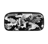 VFMKT Trousse à crayons en cuir imperméable - Jolie trousse de voyage pour cosmétiques et maquillage - Pour homme et femme - Noir gris blanc, Style :, Taille unique