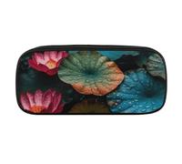 VFMKT Trousse à crayons en cuir imperméable - Jolie trousse de voyage pour cosmétiques et maquillage - Pour homme et femme - Motif fleurs et feuilles colorées, Style :, Taille unique