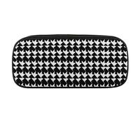 VFMKT Trousse à crayons en cuir imperméable - Jolie trousse de voyage pour cosmétiques et maquillage - Pour homme et femme - Motif pied-de-poule - Noir, Style :, Taille unique