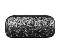 VFMKT Trousse à crayons en cuir imperméable - Jolie trousse de voyage pour cosmétiques et maquillage - Pour homme et femme - Paillettes noires et blanches, Style :, Taille unique