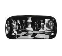 VFMKT Trousse à crayons en cuir imperméable - Jolie trousse de voyage pour cosmétiques et maquillage - Pour homme et femme - Noir et blanc - Échecs, Style :, Taille unique