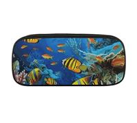 VFMKT Trousse à crayons en cuir imperméable - Jolie trousse de voyage pour cosmétiques et maquillage - Pour homme et femme - Monde sous-marin - Poissons tropicaux, Style :, Taille unique