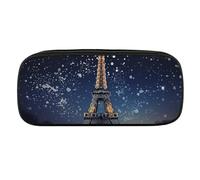 VFMKT Trousse à crayons en cuir imperméable - Jolie trousse de voyage pour cosmétiques et maquillage - Pour homme et femme - Nuit Paris Eiffel