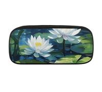 VFMKT Trousse à crayons en cuir imperméable - Jolie trousse de voyage pour maquillage - Pour homme et femme - Aquarelle de nénuphars, Style :, Taille unique