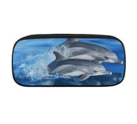 VFMKT Trousse à crayons en cuir imperméable - Jolie trousse de voyage pour maquillage - Pour homme et femme - Famille de dauphins, Style :, Taille unique