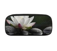VFMKT Trousse à crayons en cuir imperméable - Jolie trousse de voyage pour maquillage - Pour homme et femme - Fleur et pierres zen noires, Style :, Taille unique