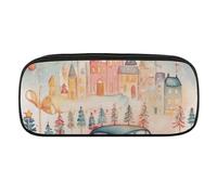 VFMKT Trousse à crayons en cuir imperméable - Jolie trousse de voyage pour maquillage - Pour homme et femme - Motif voitures dans une petite ville, Style :, Taille unique