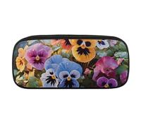 VFMKT Trousse à crayons en cuir imperméable - Jolie trousse de voyage pour maquillage - Pour homme et femme - Fleurs de pensées, Style :, Taille unique