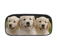 VFMKT Trousse à crayons en cuir imperméable - Jolie trousse de voyage pour maquillage - Pour homme et femme - Chiots Golden Retriever, Style :, Taille unique