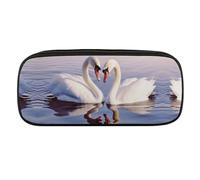 VFMKT Trousse à crayons en cuir imperméable mignonne - Trousse de voyage pour cosmétiques et maquillage - Pour homme et femme - Motif cœur de cygne, Style :, Taille unique