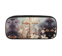 VFMKT Trousse à crayons en cuir imperméable mignonne - Trousse de voyage pour maquillage - Pour homme et femme - Motif croix de Pâques