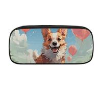 VFMKT Trousse à crayons en cuir imperméable pour homme et femme, ballons et corgi, Style :, Taille unique