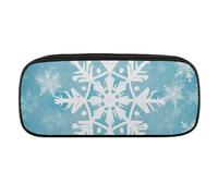 VFMKT Trousse à crayons en cuir imperméable pour homme et femme, motif flocon de neige d'hiver, Style :, Taille unique