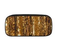 VFMKT Trousse à crayons en cuir imperméable pour homme et femme, paillettes dorées scintillantes