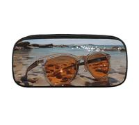 VFMKT Trousse à crayons en cuir imperméable pour les voyages, les cosmétiques et le maquillage - Pour homme et femme - Lunettes de soleil sur la plage, Style :, Taille unique